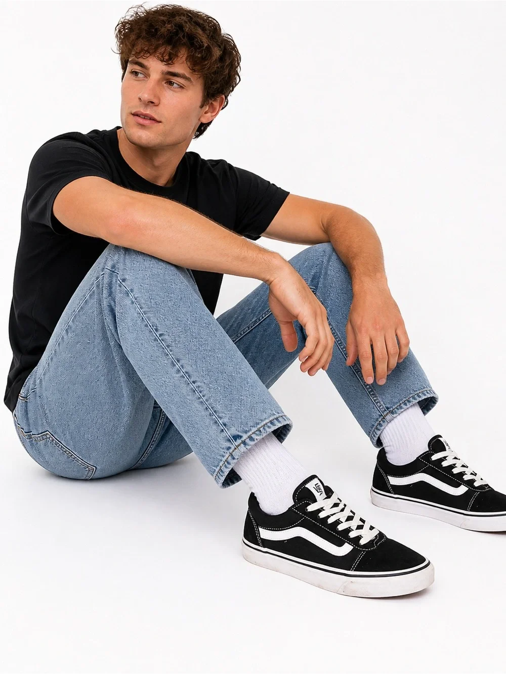 Vans Mens Size 9.5 Classic Black Lace Up‎ Sneakers